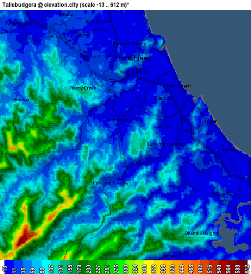 Zoom OUT 2x Tallebudgera, Australia elevation map