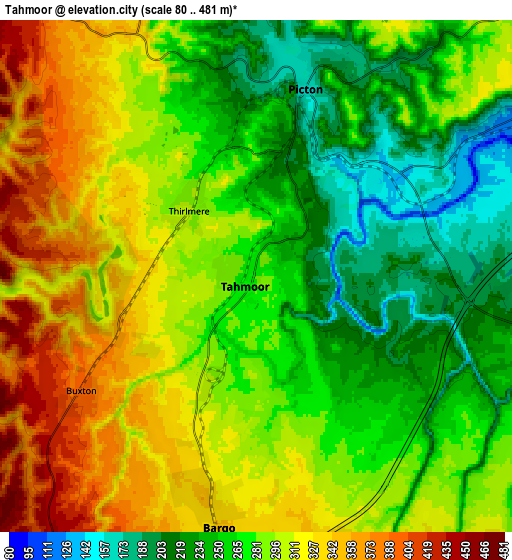 Zoom OUT 2x Tahmoor, Australia elevation map