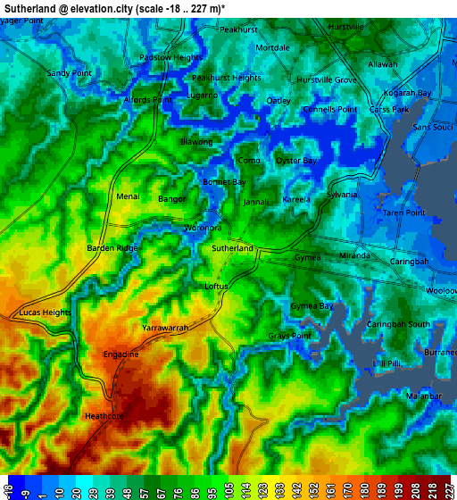 Zoom OUT 2x Sutherland, Australia elevation map