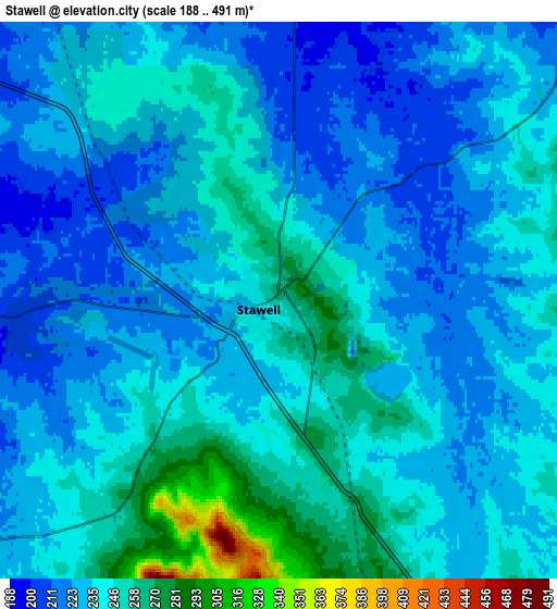 Zoom OUT 2x Stawell, Australia elevation map