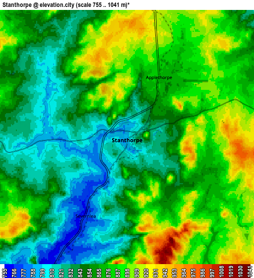 Zoom OUT 2x Stanthorpe, Australia elevation map