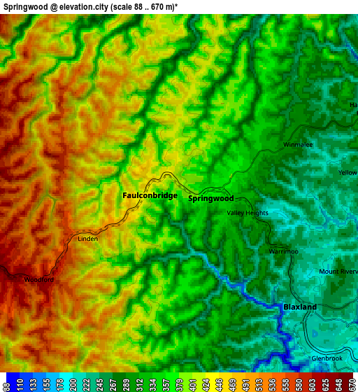 Zoom OUT 2x Springwood, Australia elevation map