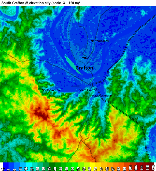 Zoom OUT 2x South Grafton, Australia elevation map