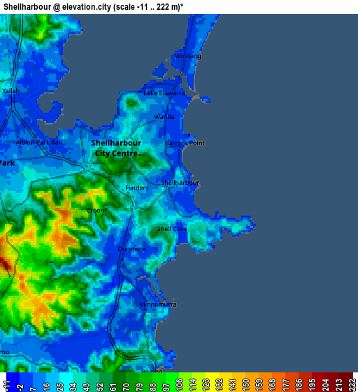 Zoom OUT 2x Shellharbour, Australia elevation map