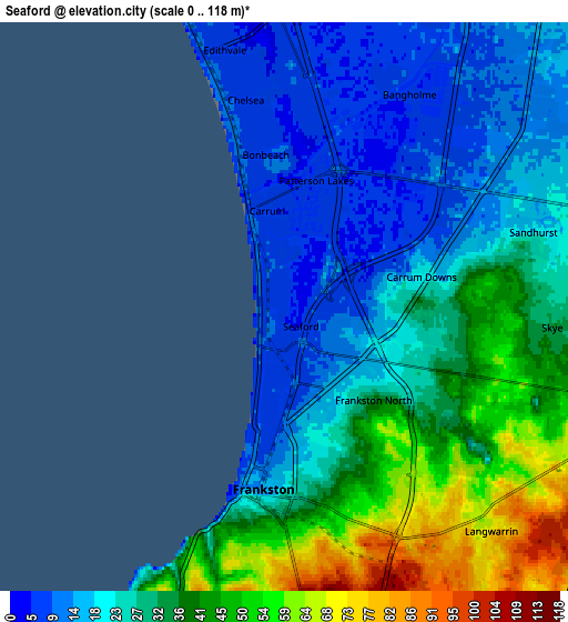 Zoom OUT 2x Seaford, Australia elevation map