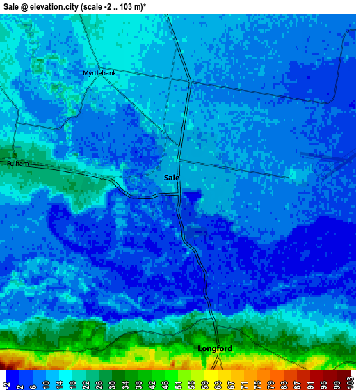 Zoom OUT 2x Sale, Australia elevation map