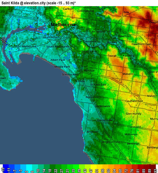 Zoom OUT 2x Saint Kilda, Australia elevation map