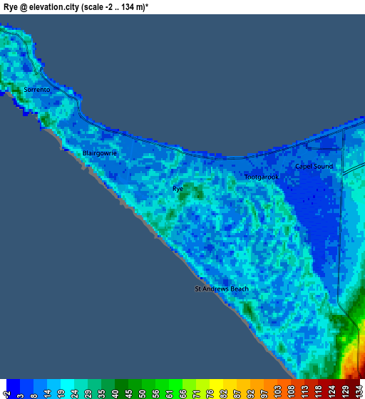 Zoom OUT 2x Rye, Australia elevation map