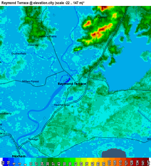 Zoom OUT 2x Raymond Terrace, Australia elevation map