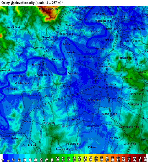 Zoom OUT 2x Oxley, Australia elevation map