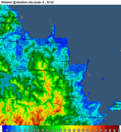 Zoom OUT 2x Ormiston, Australia elevation map