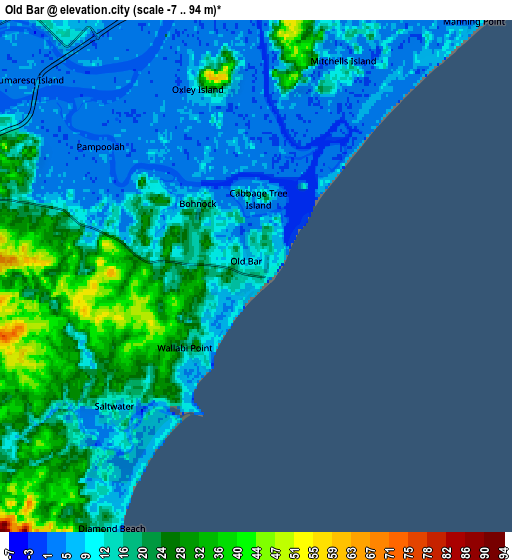 Zoom OUT 2x Old Bar, Australia elevation map