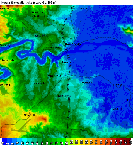 Zoom OUT 2x Nowra, Australia elevation map