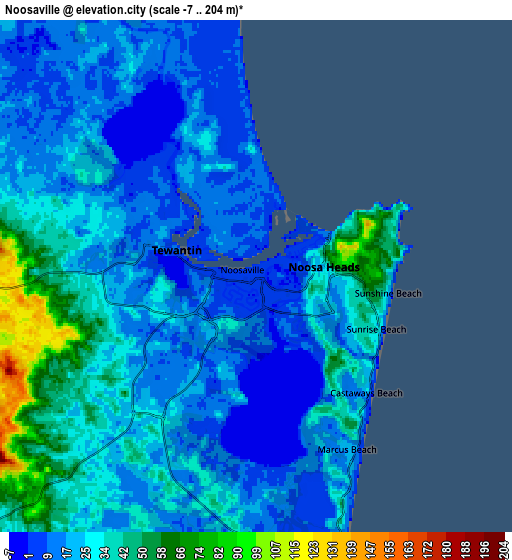 Zoom OUT 2x Noosaville, Australia elevation map