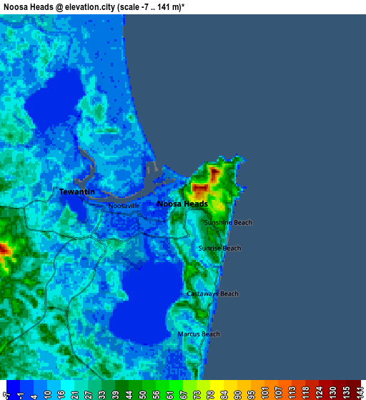 Zoom OUT 2x Noosa Heads, Australia elevation map