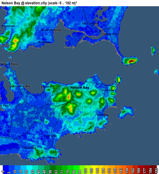 Zoom OUT 2x Nelson Bay, Australia elevation map