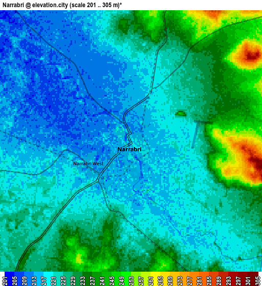 Zoom OUT 2x Narrabri, Australia elevation map