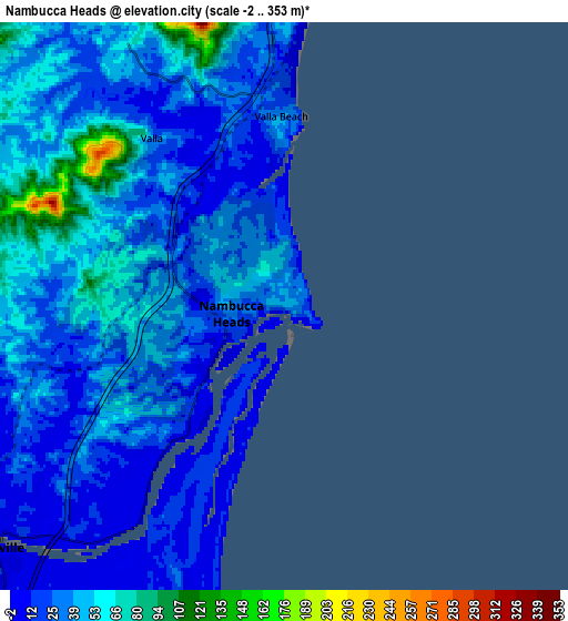 Zoom OUT 2x Nambucca Heads, Australia elevation map