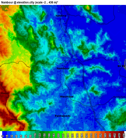 Zoom OUT 2x Nambour, Australia elevation map