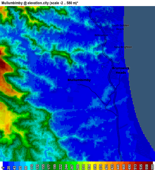 Zoom OUT 2x Mullumbimby, Australia elevation map