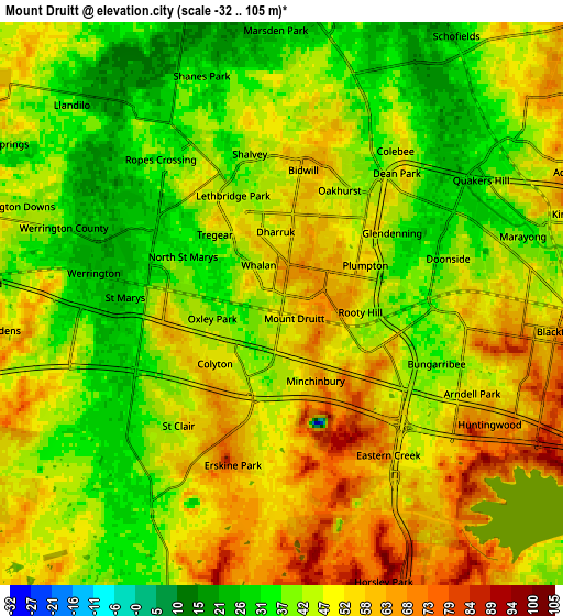 Zoom OUT 2x Mount Druitt, Australia elevation map