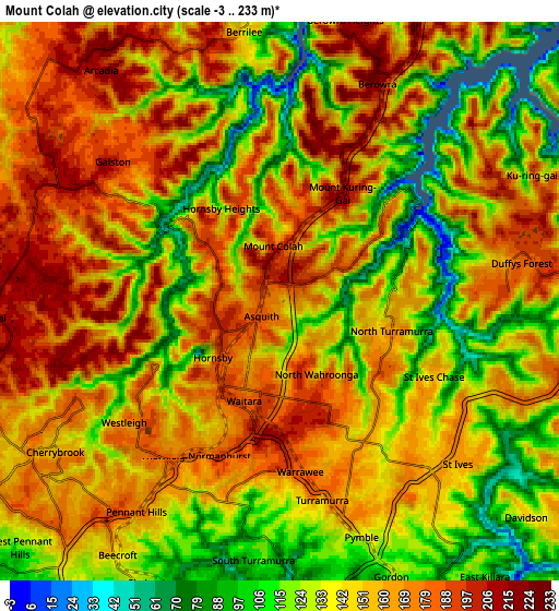 Zoom OUT 2x Mount Colah, Australia elevation map