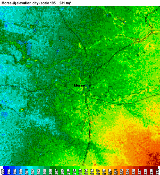 Zoom OUT 2x Moree, Australia elevation map