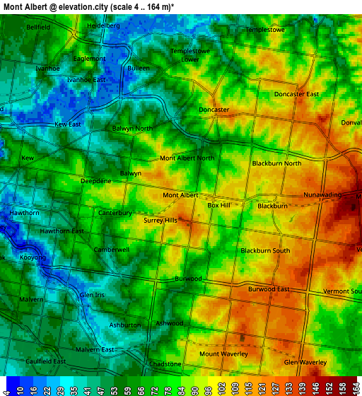 Zoom OUT 2x Mont Albert, Australia elevation map