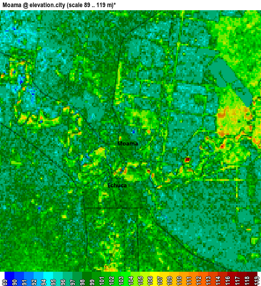 Zoom OUT 2x Moama, Australia elevation map