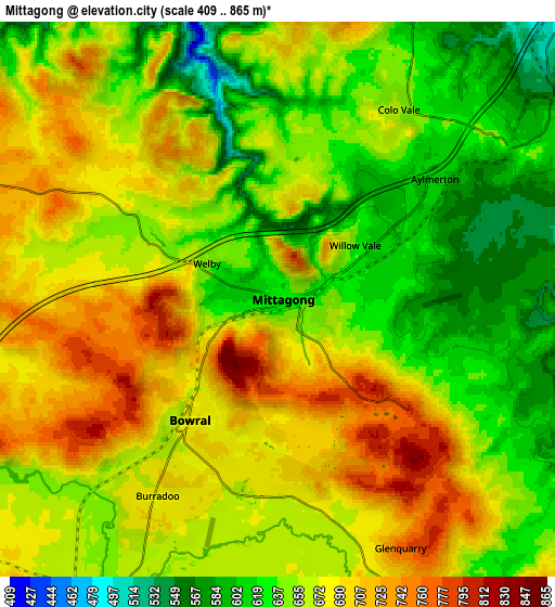 Zoom OUT 2x Mittagong, Australia elevation map