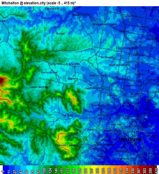 Zoom OUT 2x Mitchelton, Australia elevation map