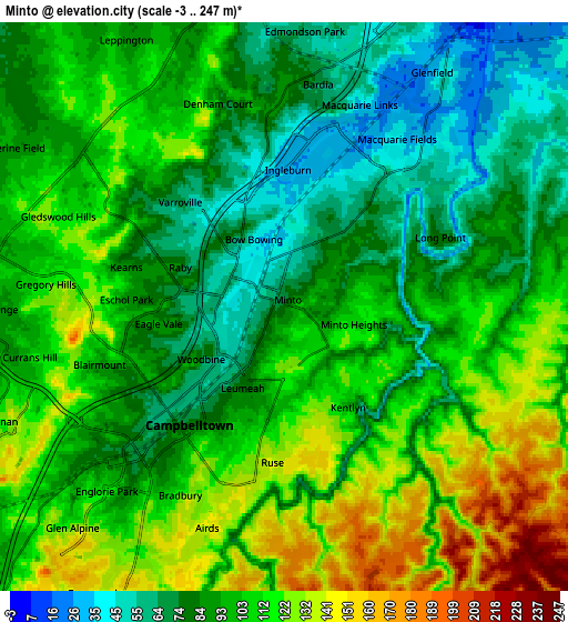 Zoom OUT 2x Minto, Australia elevation map