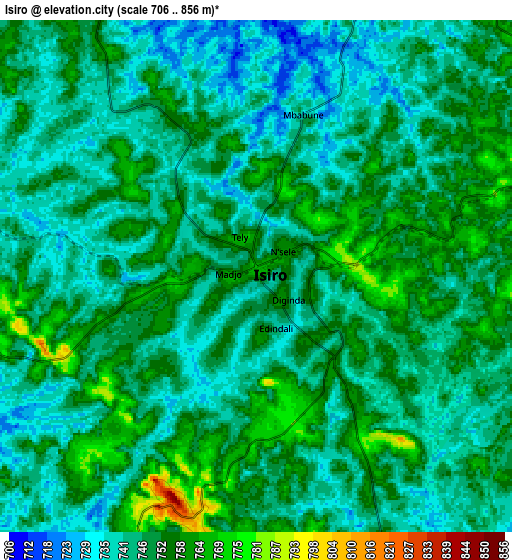 Zoom OUT 2x Isiro, Democratic Republic of the Congo elevation map