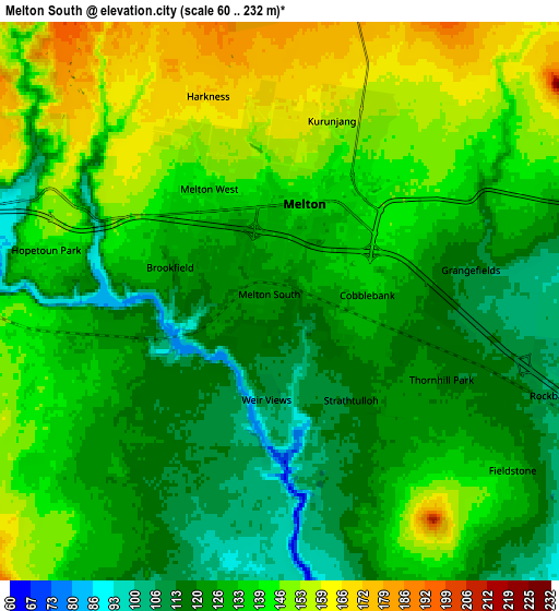 Zoom OUT 2x Melton South, Australia elevation map