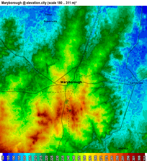 Zoom OUT 2x Maryborough, Australia elevation map