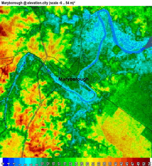 Zoom OUT 2x Maryborough, Australia elevation map