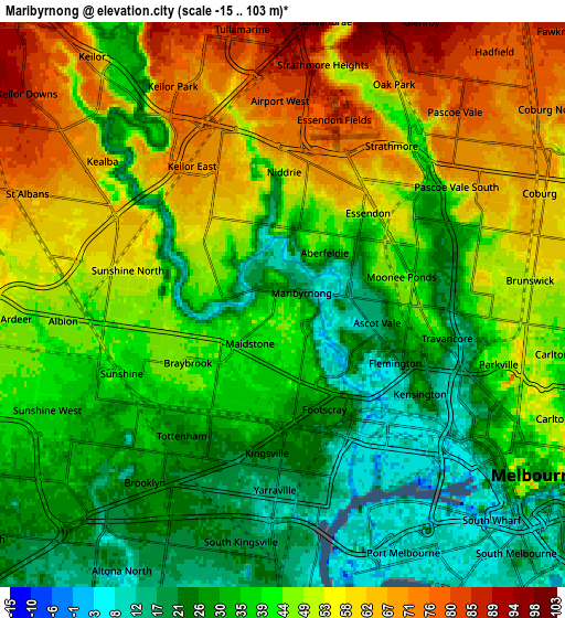 Zoom OUT 2x Maribyrnong, Australia elevation map