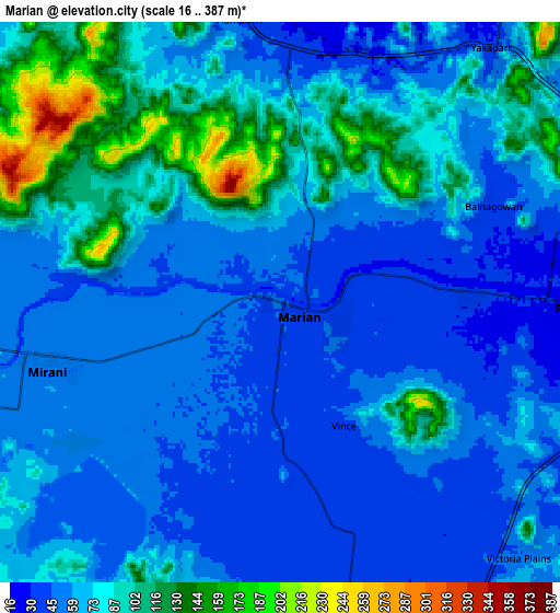 Zoom OUT 2x Marian, Australia elevation map