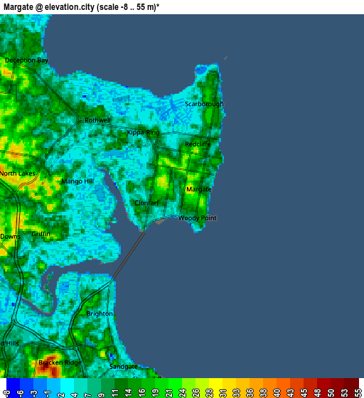 Zoom OUT 2x Margate, Australia elevation map