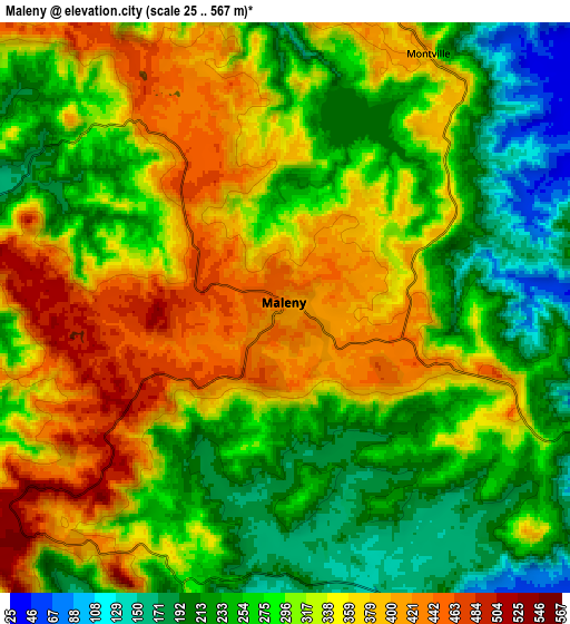 Zoom OUT 2x Maleny, Australia elevation map