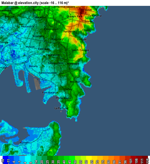 Zoom OUT 2x Malabar, Australia elevation map