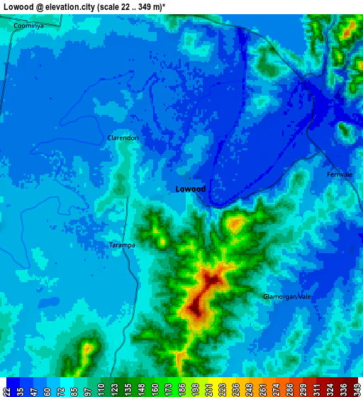 Zoom OUT 2x Lowood, Australia elevation map