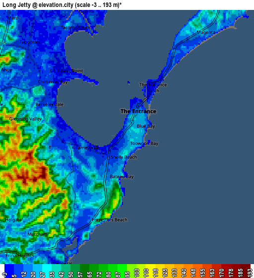 Zoom OUT 2x Long Jetty, Australia elevation map