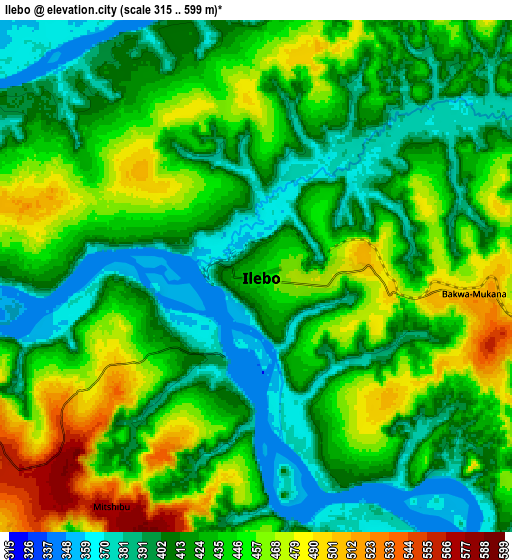 Zoom OUT 2x Ilebo, Democratic Republic of the Congo elevation map