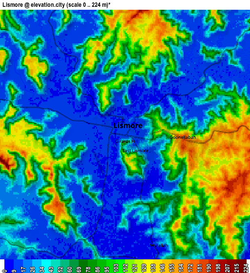 Zoom OUT 2x Lismore, Australia elevation map