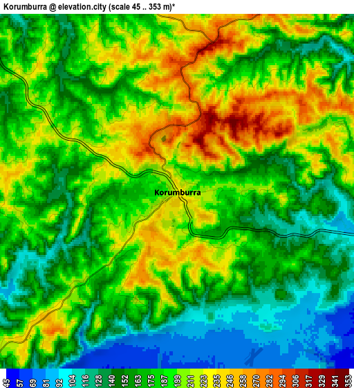 Zoom OUT 2x Korumburra, Australia elevation map