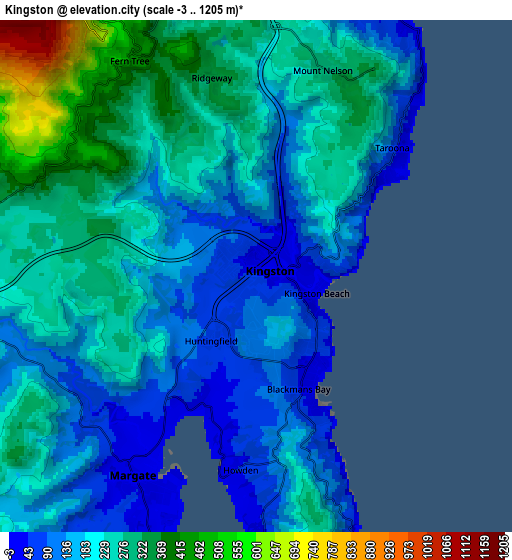 Zoom OUT 2x Kingston, Australia elevation map