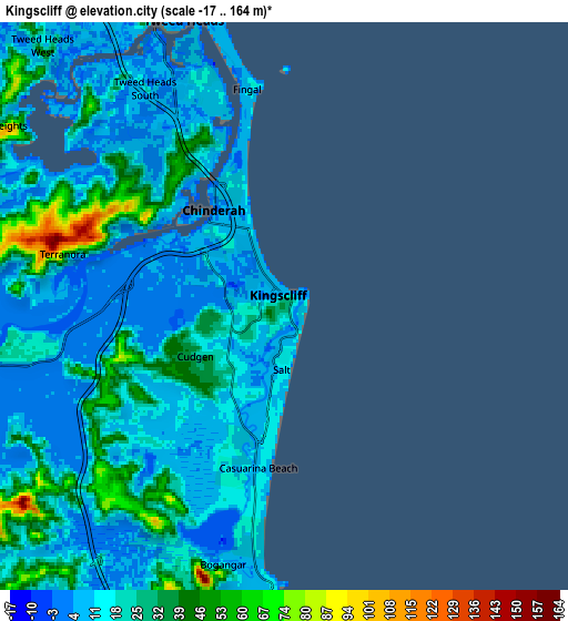 Zoom OUT 2x Kingscliff, Australia elevation map
