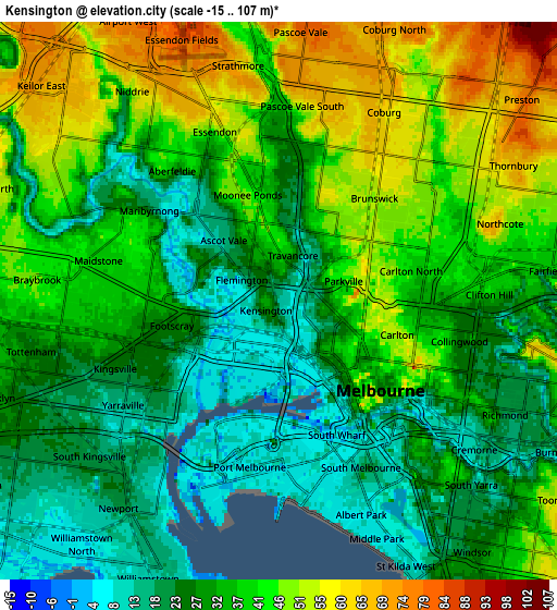 Zoom OUT 2x Kensington, Australia elevation map