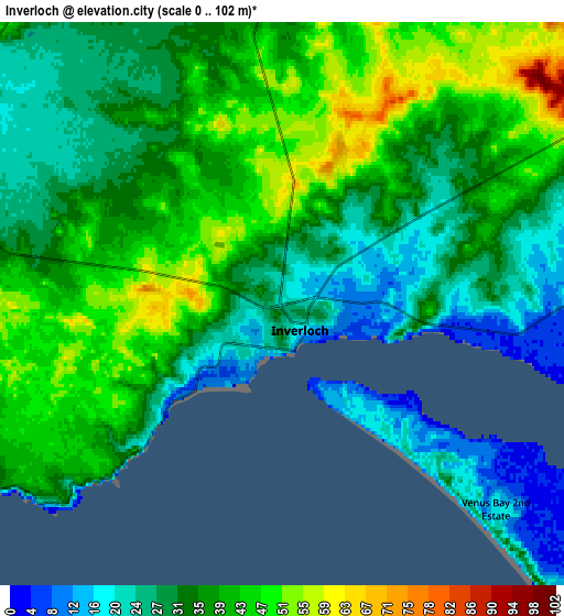 Zoom OUT 2x Inverloch, Australia elevation map